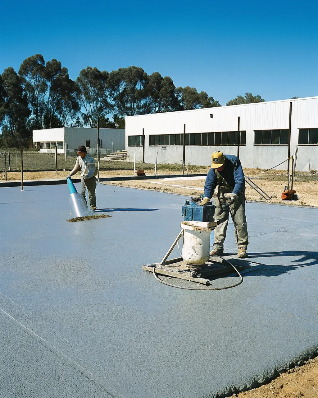 Commercial concrete services in progress on a Newcastle-area business site