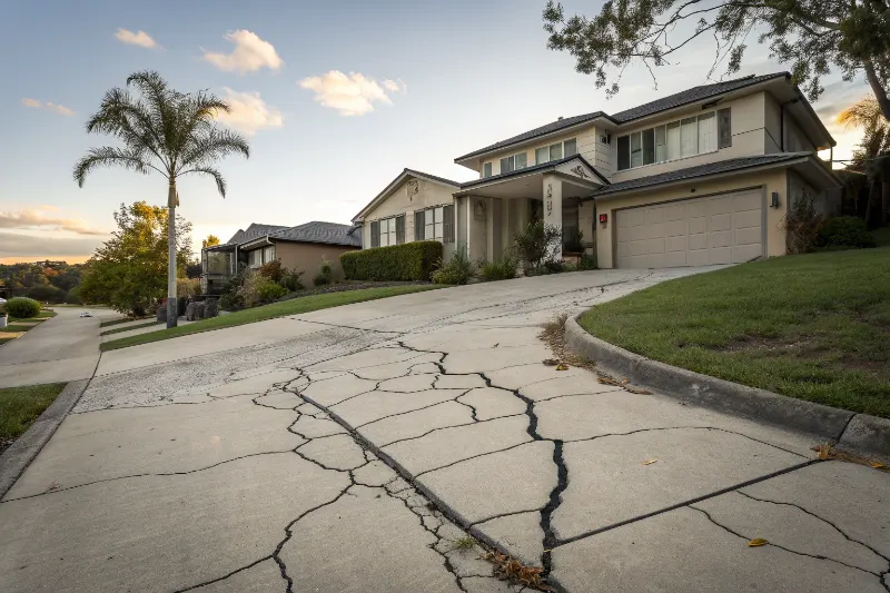 Cracked concrete driveway in Newcastle showing deterioration and damage before repair