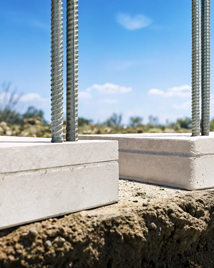 Concrete foundation preparation on a reactive-clay building site