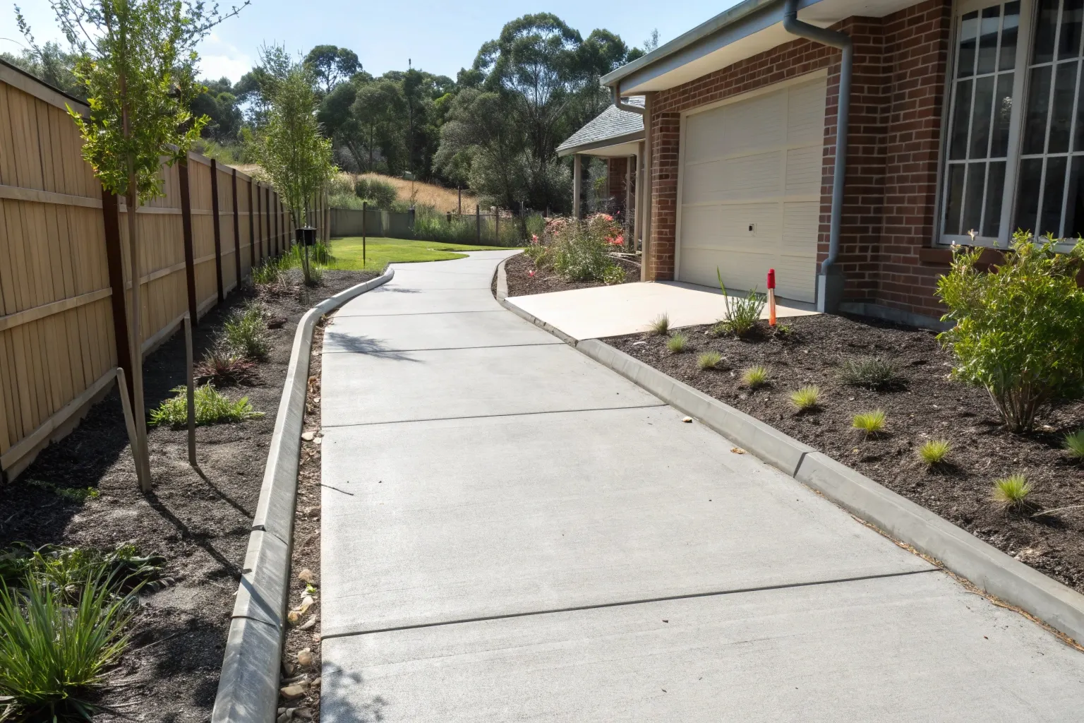 New concrete path installation beside a home in Cameron Park